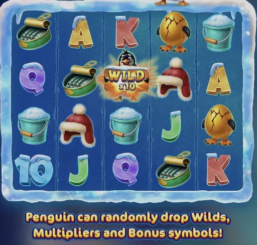 Penguin Payday главный экран игры с пингвином и множителями